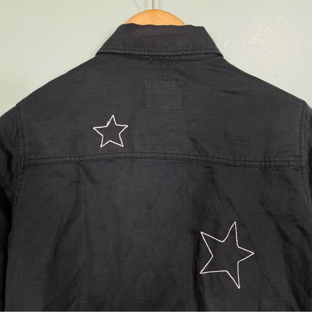 Rails Loren Black Embroidered Stars Black White Women’s Size Small Linen Blend - Picture 8 of 12
